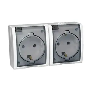 Kontakt-Simon AQGSZ1-2/11A Double Schuko Socket-Outlet, IP54, White