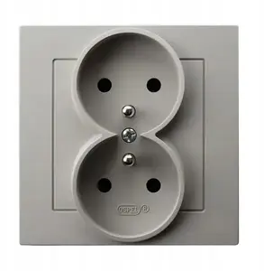 Ospel GP-2GZ/82 Double Socket Outlet with Earthing and Frame, Cashmere