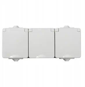 Kanlux TEKNO IP65GR Triple Power Socket, French Type, Surface Mounted, IP65, Grey