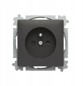 ABB ZONI Socket with Grounding Pin and Shutters, Matte Black