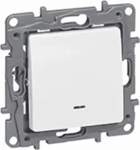 Legrand Niloe Single Push-Button Switch, Illuminated, 6A, White