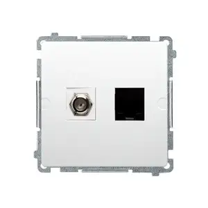 Розетка компьютерная и телевизионная Kontakt-Simon BMAFRJ45.01/11, RJ45 кат.6 + F-тип, белая