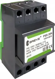 BREVE PSS 20N vienfāzes modulārais transformators 20VA 230/12V uz DIN sliedes