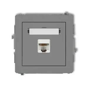 Karlik 27DGK-1 Single RJ45 Computer Socket, IP44, 250V, 16A, Matte Grey