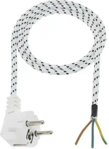 Elgotech PGZ Power Cord for Iron with Earthed Plug, Cotton Braided, 1.8m