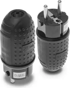 Plastrol T-00206 Straight Plug 10/16A 230V IP44 with Grounding Black