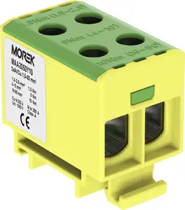 MOREK OTL50-2 DIN Rail Terminal Block, 1-Pole, 4-Connection, 1.5-50mm2, Yellow-Green