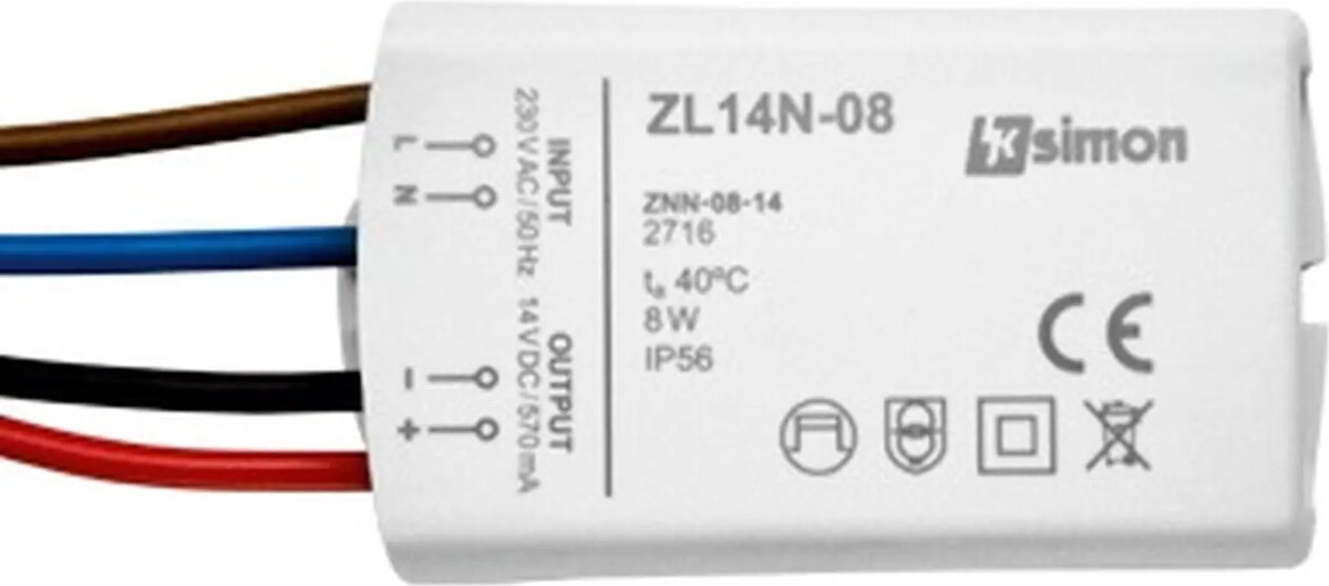 Kontakt-Simon LED barošanas bloks ZL14N-08, 14V