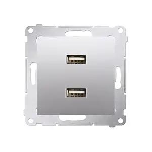 Kontakt-Simon DC2USB.01/43 USB Charger Socket-Outlet, 2xUSB 2.1A 5V/DC, Silver
