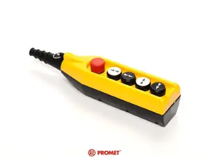Promet PV5E30B44 Pendant Control Station, 5 Buttons with 30mm Emergency Stop, Two-Speed Operation