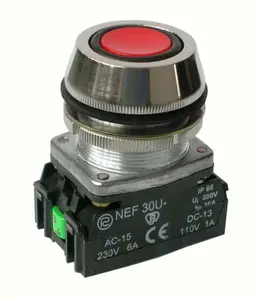 Promet W0-NEF30-UK XY C 30mm Red Push Button Switch, 1NO 1NC, Momentary Action