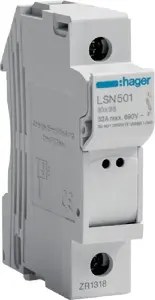 Hager LSN501 cilindrisks drošinātāju atdalītājs 1P 32A 10x38mm