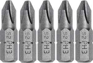 Крестовые биты Högert Technik PH3 25 мм из стали S2, 5 штук