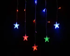 Bulinex 10-601 LED Christmas Curtain Light, 14 LEDs, Multicolor, Battery Operated