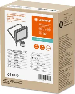 Ledvance Flood Compact Sensor V LED Projector 20W 4000K Symmetric 100 Black