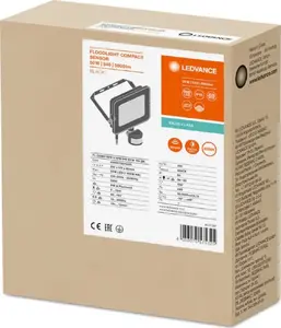 Ledvance Flood Compact Sensor V LED Projector 50W 4000K Symmetric 100 Black