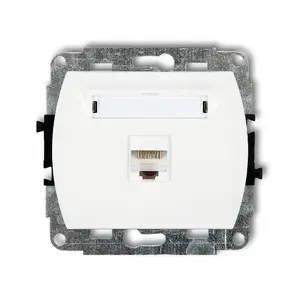 Компьютерная розетка Karlik GK-1 RJ45 категории 5e скрытого монтажа, белая