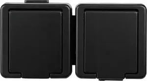 Timex LOFT Double Socket with Earthing IP44 and Flap, Black