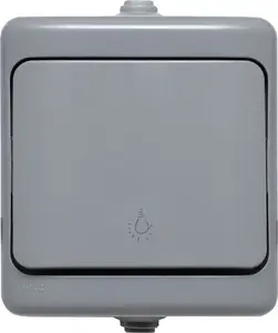 Кнопочный выключатель света KOS BRYZA IP54 10AX 250В серый