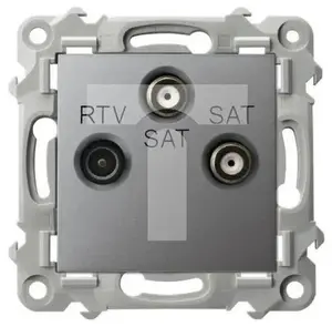 Розетка RTV-SAT Ospel SZAFIR GPA-Z2S/m/70 с двумя выходами SAT, матовый серый