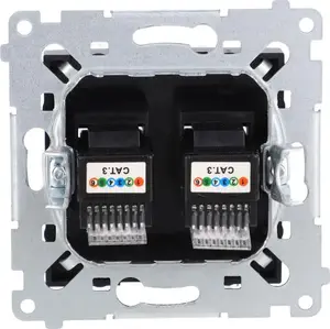 Двойная телефонная розетка Kontakt-Simon Simon 54 RJ12, модуль, матовый черный