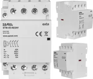 Модульный контактор Zamel STM-40-40/24V 40А 4НО 24В AC/DC