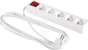 Elcan PM-ZW-5G-15 Power Strip with 5 Sockets and 1.5m Cable, White