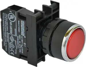 Emas T0-B200DK Flush Push Button, Momentary, 1NC, Red