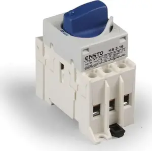 Ensto KS3.63 3-Pole 63A Isolator Switch with Blue Knob for DIN Rail Mounting