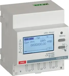 Трехфазный счетчик электроэнергии IME S.p.A. CE4DF30PMID, прямое измерение 63А, MID, импульсный выход, 4 модуля