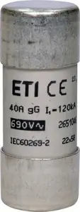 Цилиндрическая плавкая вставка Eti-Polam CH22x58, gG, 40A, 690V