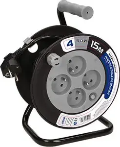 Orno MINI kabeļu spole 15m, 4 x 230V, PVC 3 x 1mm, pelēka