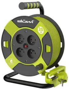 Кабельная катушка Düwi 24621, 20 м, 4 розетки, H05VV-F 3G1.0, лимонно-черная