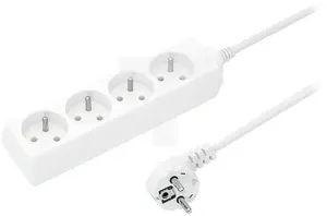 Velstro PS-470 pagarinātājs, 4 kontaktligzdas, 10A, 5m, 3x1mm² kabelis, balts