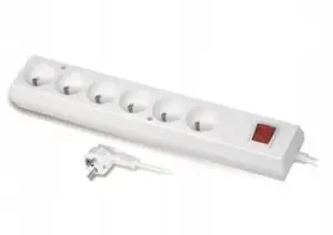 Velstro PS-670WS pagarinātājs, 6 kontaktligzdas, 10A, 5m vads, balts