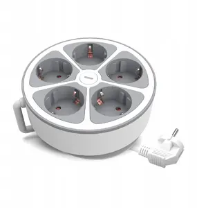 Сетевой удлинитель Plastrol PS-570SWS/O/2, 5 розеток Schuko, выключатель, кабель 2 м