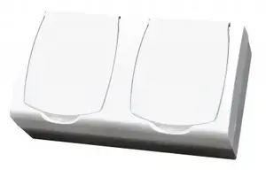 Двойная герметичная розетка Ospel GNH-2NZ/00/w, 16А, IP44, белая