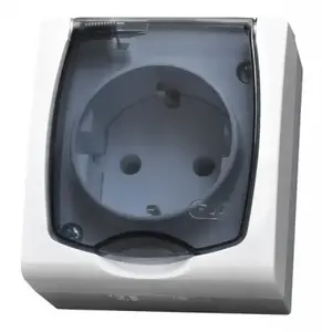 Ospel GNH-1NS/00/d vienvietīga hermētiska kontaktligzda, 16A, IP44, balta
