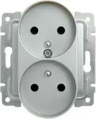 KOS Vena Double Socket with Grounding 16A Aluminium