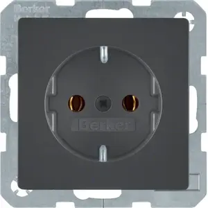 Розетка Hager 47436086 типа F, 16А 250В, антрацит
