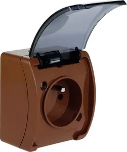 ELEKTROPLAST Koala Single Surface-Mounted Socket with Grounding and Smoked Flap IP44 Brown
