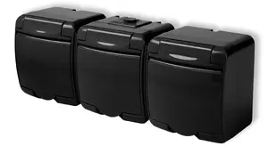 Karlik JUNIOR Triple Socket with Grounding 3x(2P+Z) and Black Cover, Black