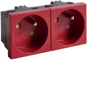 Hager EER2333020 Double Socket Outlet 45x45mm 33-Degree Angled Orange