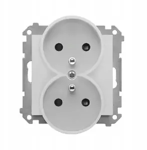 Kontakt-Simon Double Socket Outlet with Earthing and Shutters, 16 A, 250 V, Quick Connectors, Matte Aluminum