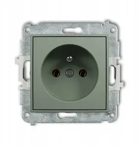 Розетка одинарная Karlik MINI с заземлением 2P+E, шалфей, 61MGP-1z