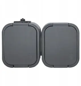 ORNO NT-6B2 Double Surface-Mounted Socket 2x2P+Z with Flap, IP54, Grey
