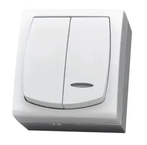 Ospel ŁNH-2NS/00 Double Hermetic Switch, IP44, 16A, 250V, White