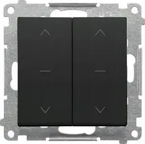Kontakt-Simon 55 TZW2.01/149 Double Roller Blind Switch 1-0-2, 10A, 250V, Matte Black