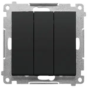 Kontakt-Simon Simon Triple Switch Module with LED Backlight, 10 AX, 250 V, Quick Connectors, Matte Black