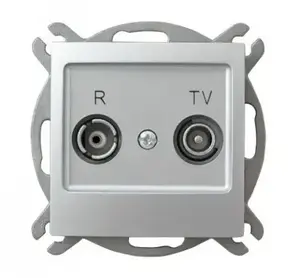 Ospel Impresja GPA-10YP/m/18 Through-type TV/Radio Antenna Socket, Silver, IP20